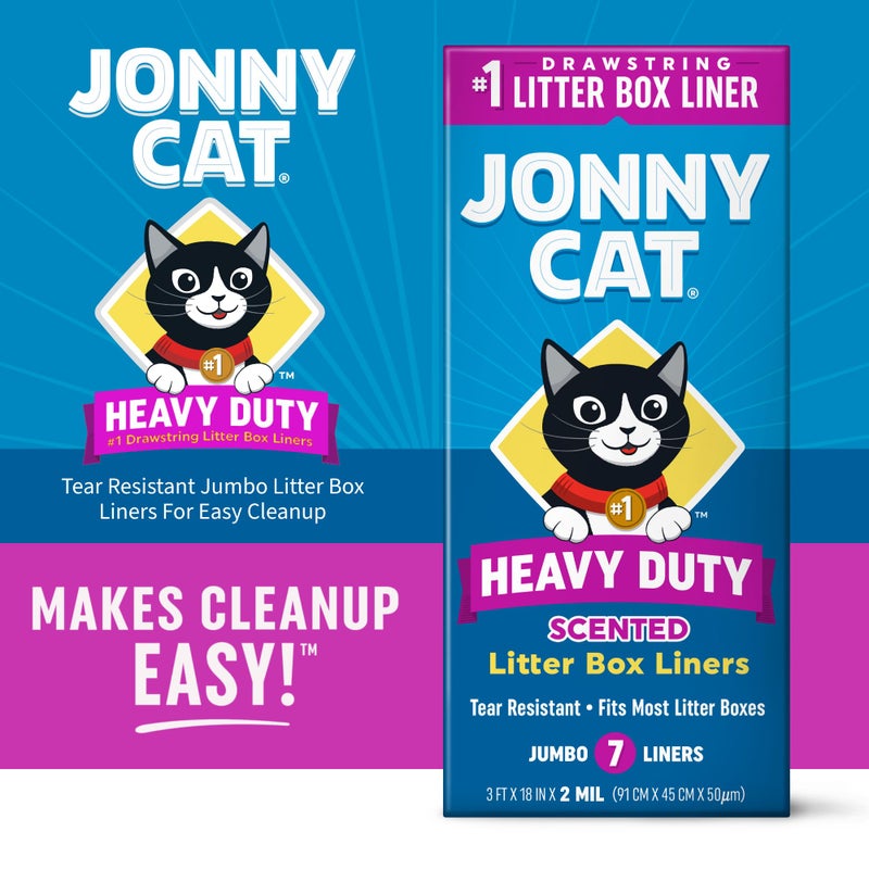 Jonny Cat Litter Box Liners: Fresh Scent - Heavy Duty - Tear & Leak Resistant - Drawstring Close - Jumbo, 7 Count - Image 2
